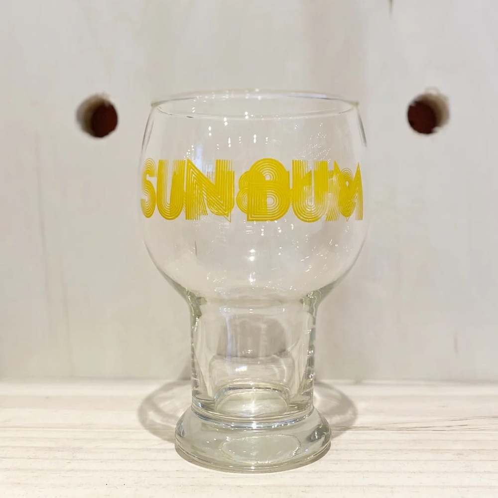 Vintage Sun Bum Oversized Glass Goblet Promotional Drinking Glass